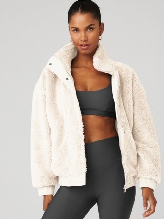 ALO Yoga Jackets & Blazers - Alo Yoga Sherpa Zip Up Collared Jacket White Small Oversized